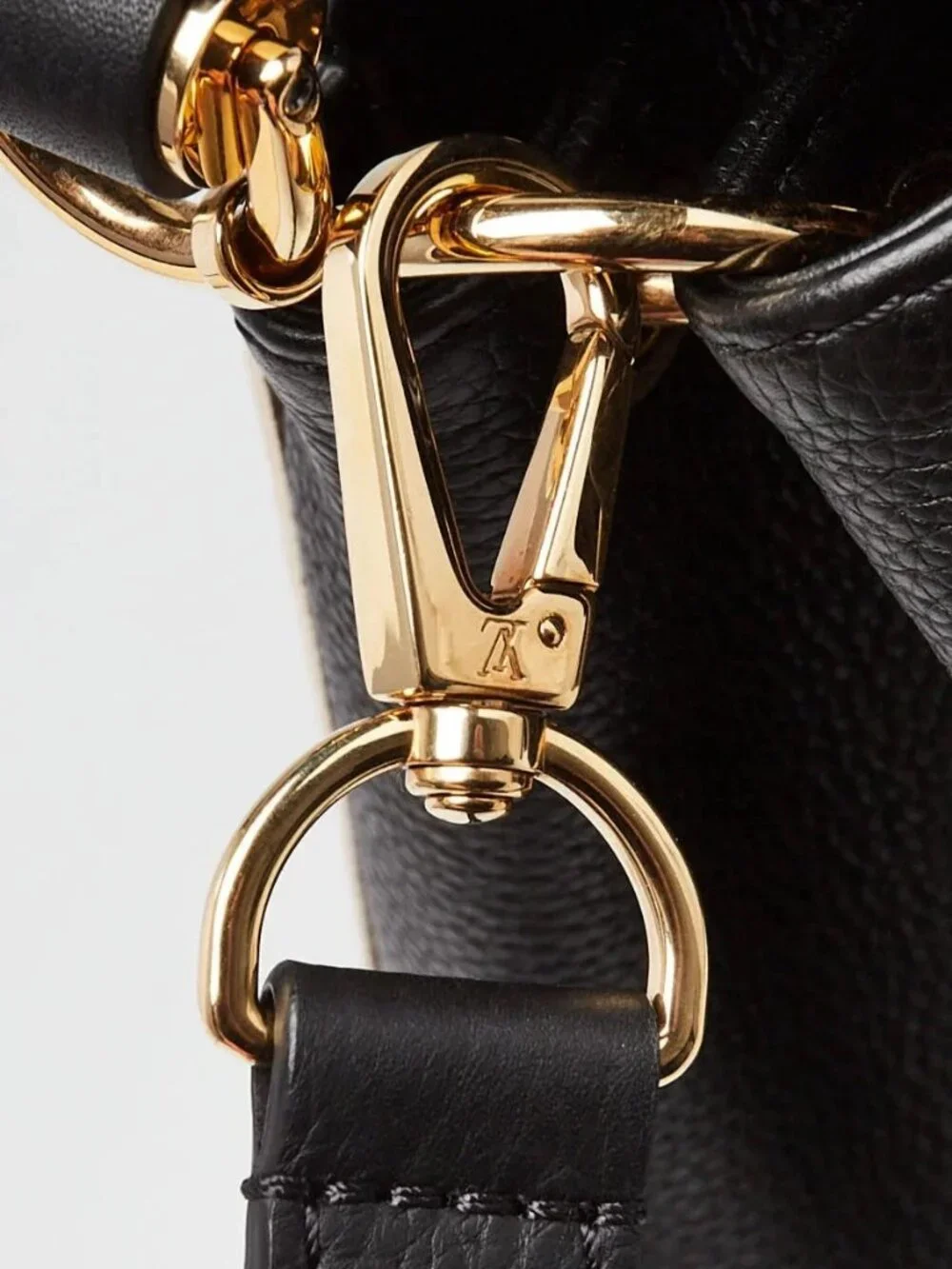 Louis Vuitton Black Leather and Monogram Coated Canvas Double V Bag
